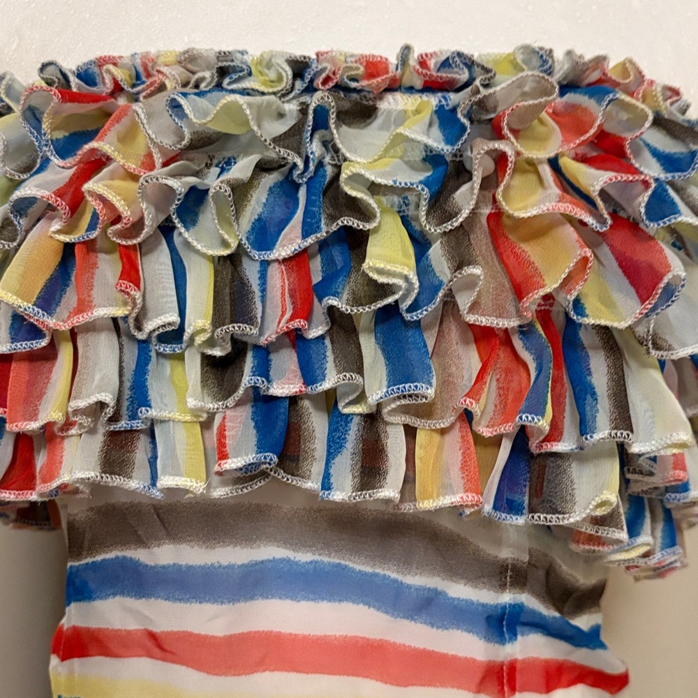 Roly Poly Colorful Ruffled Strapless Top L - Picture 2 of 7